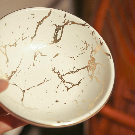 南越浅碗中式亚光白黑金箔茶承壶承铜茶托养壶盘干泡盘储水陶瓷 商品图10