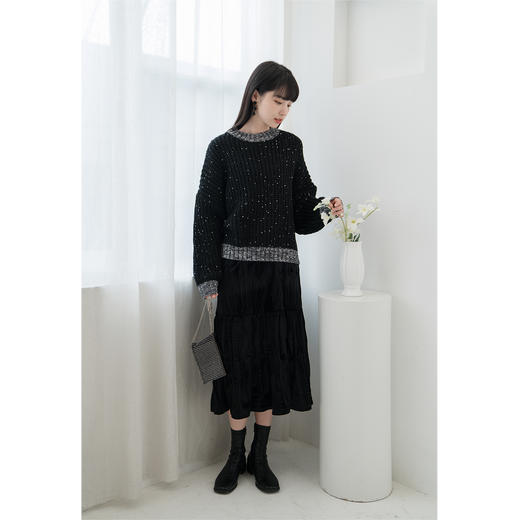 鹿向南黑色丝绒吊带连衣裙女2022秋冬法式褶皱气质中长款内搭裙子 商品图1