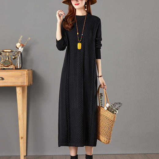 冬季宽松配大衣长款过膝毛衣裙洋气加厚内搭CC-E-3075 商品图5