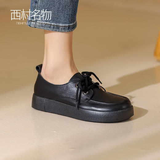 西村名物2023春季新款通勤乐福鞋女英伦风小皮鞋商城同款12431 商品图2