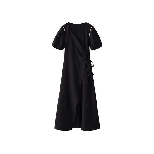 鹿向南《气质攻略》赫本风小黑裙子系带泡泡袖连衣裙女2022年夏季LXN25379 商品图3