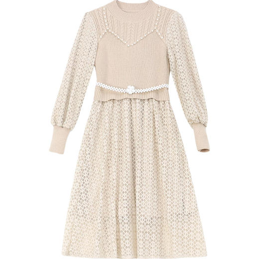 QYM-XY-22X991-Y假两件蕾丝针织连衣裙 商品图4