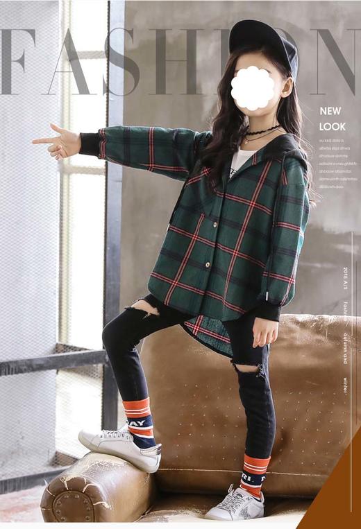 裁缝学苑 TW31女童连帽长袖衬衫1:1实物服装纸样剪裁图纸牛皮纸样 商品图4