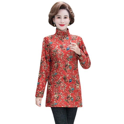 CS-TZW-中老年女装秋冬新款加绒加厚打底衫妈妈装中长款时尚印花保暖内衣 商品图4