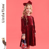 【断码清仓】littletime女童酒红丝绒裙2023春秋新款复古秋冬长袖公主连衣裙 商品缩略图3