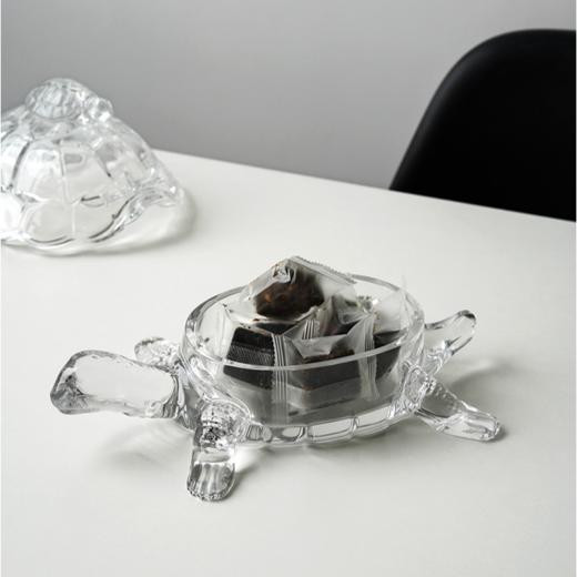 捷克进口BOHEMIA水晶玻璃 长寿龟水果盘带盖创意母子乌龟糖缸送礼 商品图5