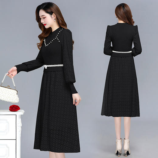 QYM-XY-22X991-Y假两件蕾丝针织连衣裙 商品图2