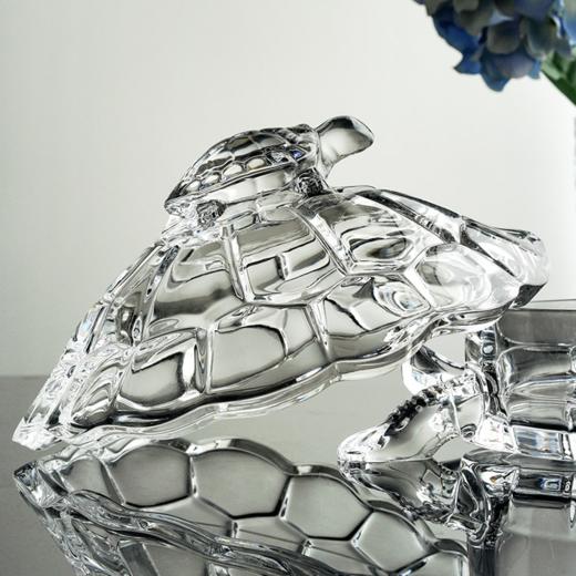 捷克进口BOHEMIA水晶玻璃 长寿龟水果盘带盖创意母子乌龟糖缸送礼 商品图4