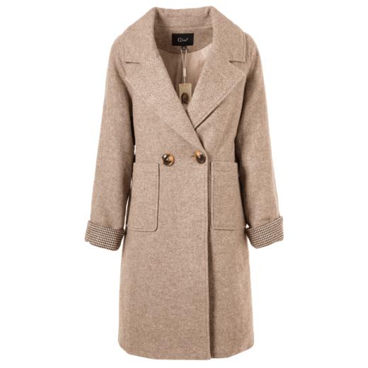 欧芮儿驼色翻领毛呢外套女冬装2024年时尚气质简约慵懒风长款大衣 商品图3