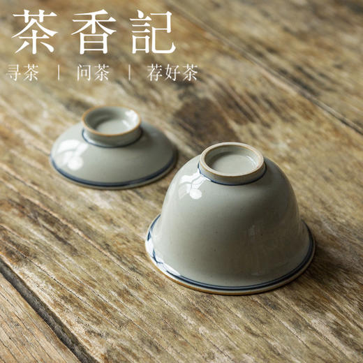 茶香记 草木灰釉 清式双线仿古无托盖碗 手绘 性价比高 好看耐用 功夫茶具 商品图3
