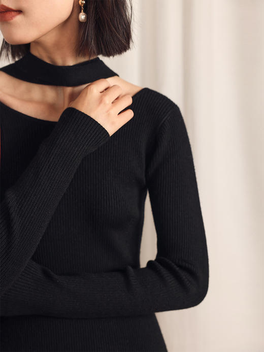 HeyDress法式羊毛针织连衣裙女秋冬宽松显瘦两穿设计气质优雅裙子 商品图2