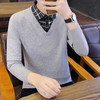 春秋冬季假两件毛衣男潮流衬衫领帅气针织打底衫秋装有带领上衣服YCL-248*2503 商品缩略图6
