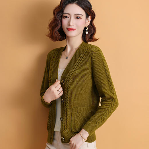 FCY YS86119针织开衫宽松慵懒麻花外套纽扣针织衫 商品图2