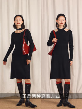 HeyDress法式羊毛针织连衣裙女秋冬宽松显瘦两穿设计气质优雅裙子