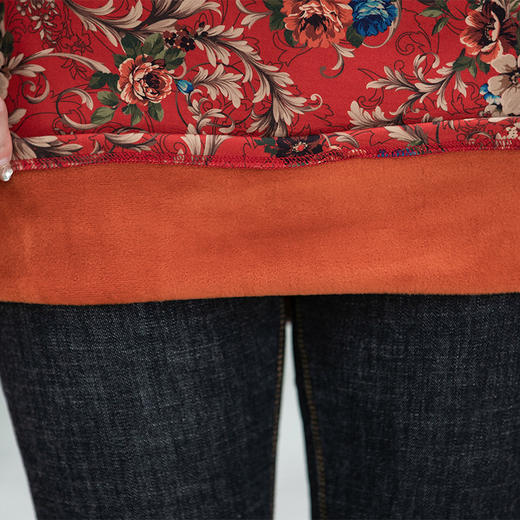 CS-TZW-中老年女装秋冬新款加绒加厚打底衫妈妈装中长款时尚印花保暖内衣 商品图3