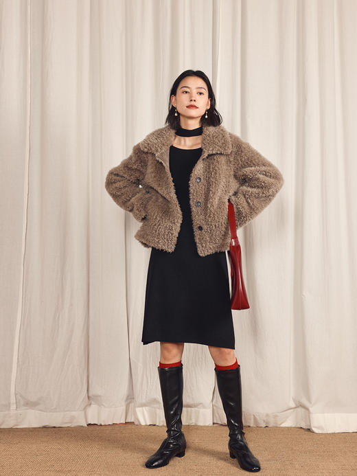 HeyDress法式羊毛针织连衣裙女秋冬宽松显瘦两穿设计气质优雅裙子 商品图3