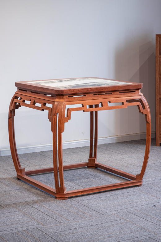 红桥红  家具严选  缅甸花梨（大果紫檀）【石面 78 仿故宫文竹 方桌五件套】 商品图7