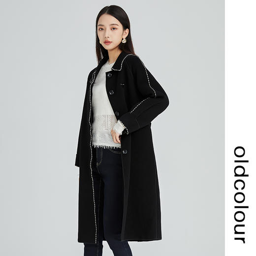 oldcolour2022冬季新款高端气质赫本风长款双面毛呢大衣外套女 商品图1