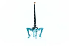 蓝色亮光幻彩四足烛台