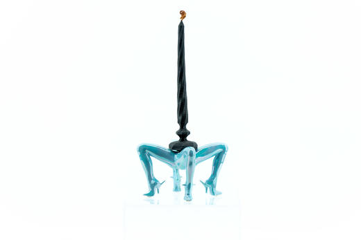 蓝色亮光幻彩四足烛台 商品图0