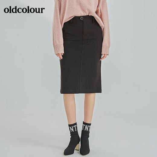 oldcolour气质修身遮肉时尚百搭开叉半身裙N42062210 商品图3