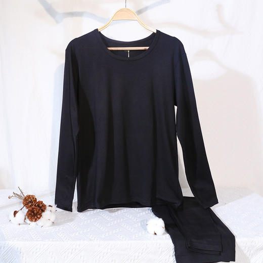 【59元1套，99元2套】黑色水汇棉坊男士保暖套头套装-6223510 商品图0