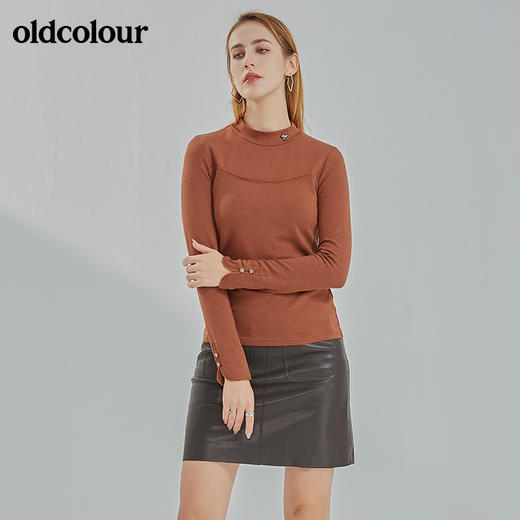 oldcolour2021冬季新款时尚气质修身百搭微领设计内搭N42023285 商品图2