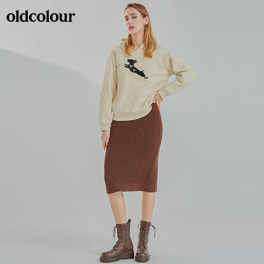 oldcolour2021冬季新款时尚勾花简约百搭毛织半身裙N44064466 商品图4