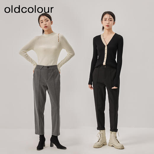 oldcolour2022冬季新款高腰显瘦气质百搭休闲直筒西装九分裤女 商品图2