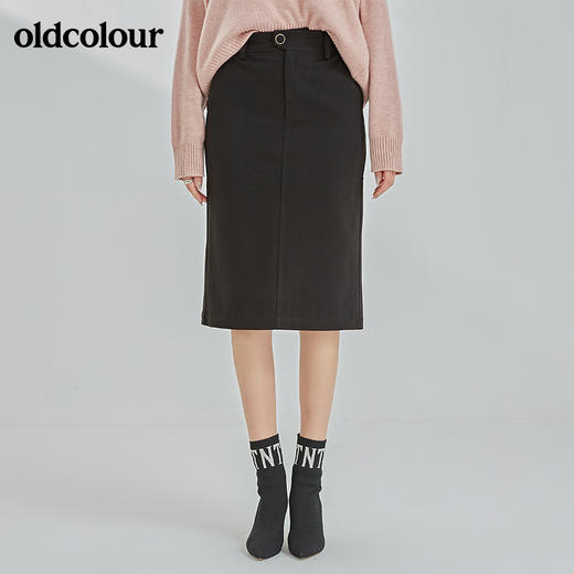oldcolour气质修身遮肉时尚百搭开叉半身裙N42062210 商品图0