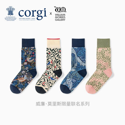 Corgi x William Morris联名袜子英国进口情侣女冬季中筒袜潮袜男 商品图0
