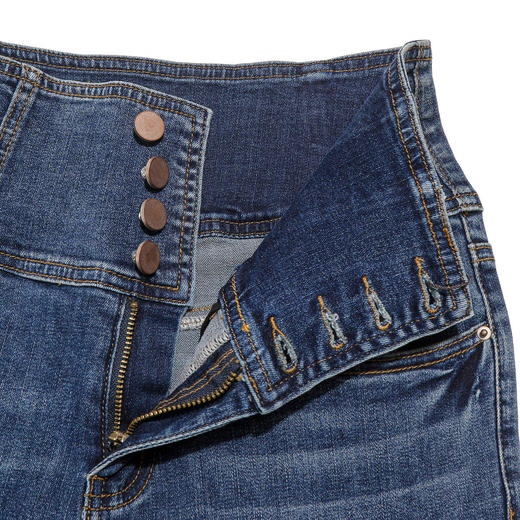 布兰施时尚百搭直筒牛仔裤高腰通勤女士长裤 商品图3