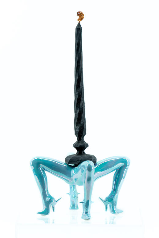 蓝色亮光幻彩四足烛台 商品图1