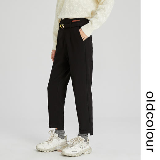oldcolour2022冬季新款高腰直筒显瘦九分裤小脚时尚百搭休闲裤女 商品图1