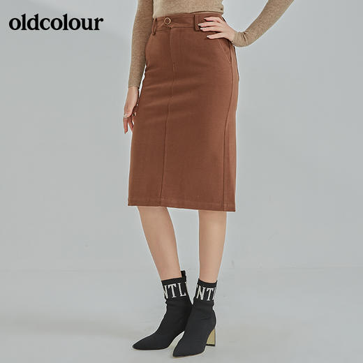 oldcolour气质修身遮肉时尚百搭开叉半身裙N42062210 商品图4