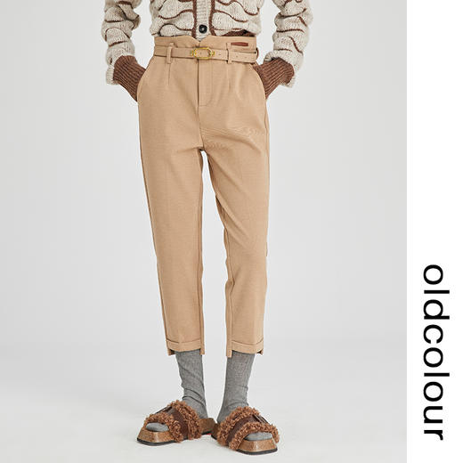 oldcolour2022冬季新款高腰直筒显瘦九分裤小脚时尚百搭休闲裤女 商品图3