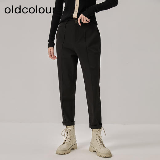 oldcolour2022冬季新款高腰显瘦气质百搭休闲直筒西装九分裤女 商品图1