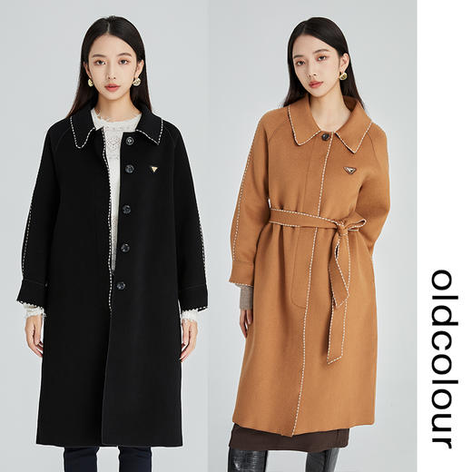 oldcolour2022冬季新款高端气质赫本风长款双面毛呢大衣外套女 商品图0
