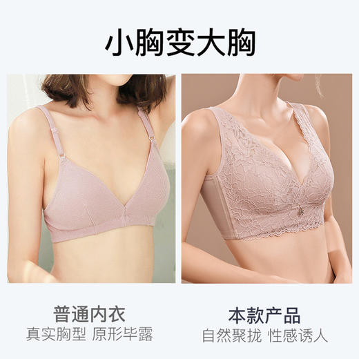 聚拢上托 柔软舒适文胸 侧收副乳防下垂 亲肤透气 无钢圈 蕾丝幻境调整型文胸 商品图5