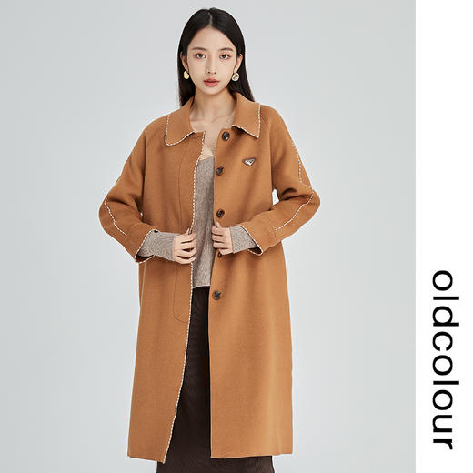 oldcolour2022冬季新款高端气质赫本风长款双面毛呢大衣外套女 商品图3