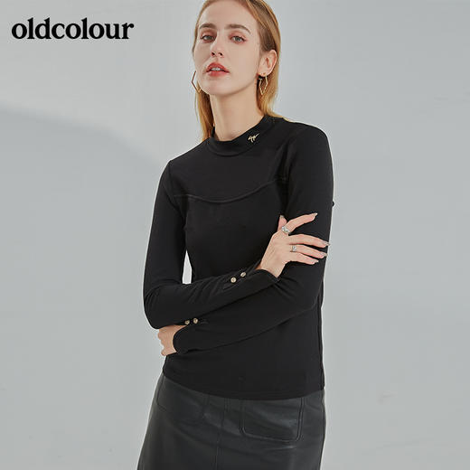 oldcolour2021冬季新款时尚气质修身百搭微领设计内搭N42023285 商品图0