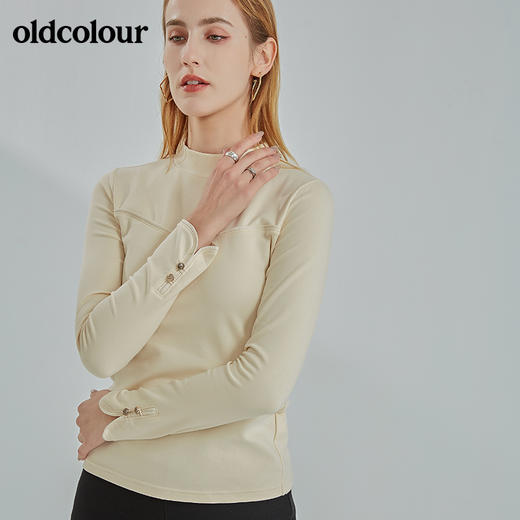 oldcolour2021冬季新款时尚气质修身百搭微领设计内搭N42023285 商品图1