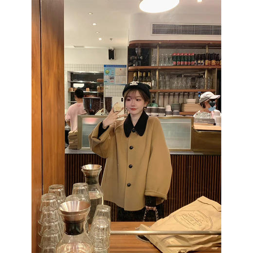 金蘑菇菇 伦敦冬日礼 拼色大衣 / 年度top私服！羊绒拼色休闲外套 商品图4