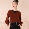 琥珀色时尚拼接泡泡袖琥珀色针织衫--修姱--浪漫觉醒《离骚》1E5281 商品缩略图0