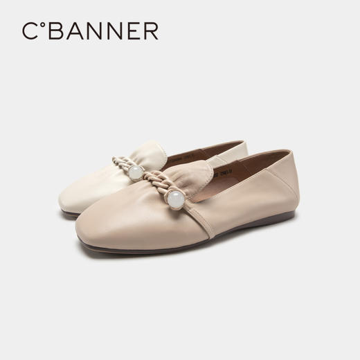 千百度女鞋春季舒软两穿少女乐福鞋豆豆鞋韩版平跟小皮鞋 A23173204 商品图4