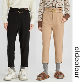 oldcolour2022冬季新款高腰直筒显瘦九分裤小脚时尚百搭休闲裤女