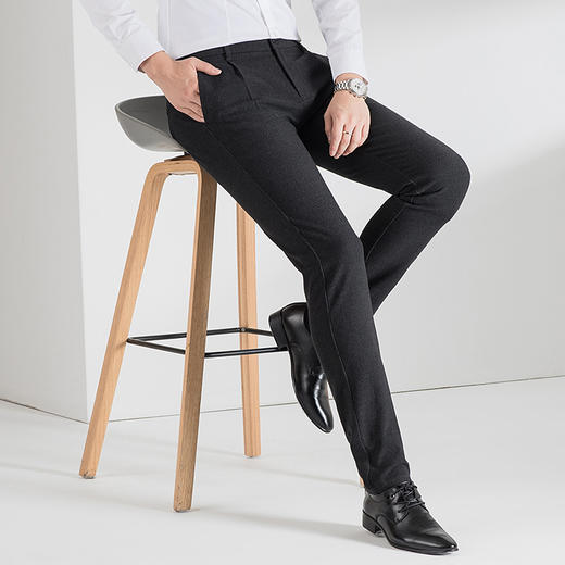 圣得西男士磨毛保暖加厚休闲裤冬季时尚修身直筒长裤男2042913030 商品图1