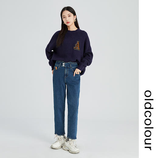 oldcolour2022年冬季新款通勤时尚宽松直筒水洗牛仔长裤 商品图2