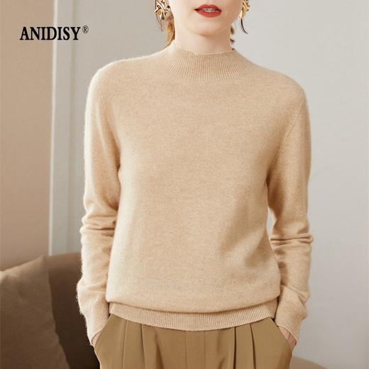 一线成衣无缝一体半高领长袖针织羊绒衫 商品图2