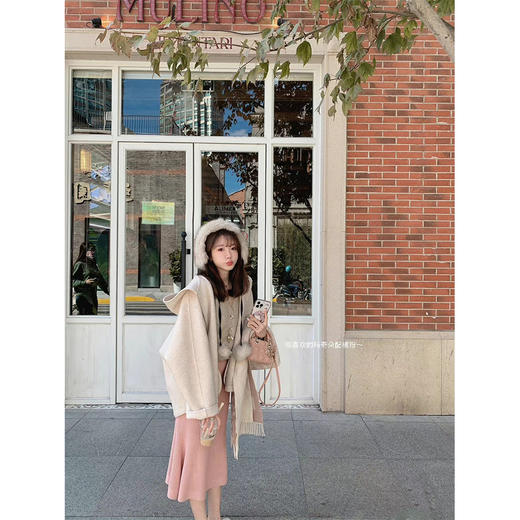 金蘑菇菇 自制线 玛奇朵 / 定染羊绒新季弧度大衣 连帽双面呢外套 商品图3